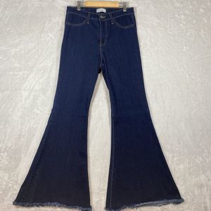 Judy Blue Jean Women 9/29 Blue Bell Bottoms Flare Stretch Raw Hem